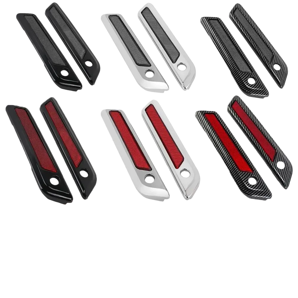 Black silver and red carbon fiber saddlebag latch covers with sleek textured finish for harley touring 2014 up