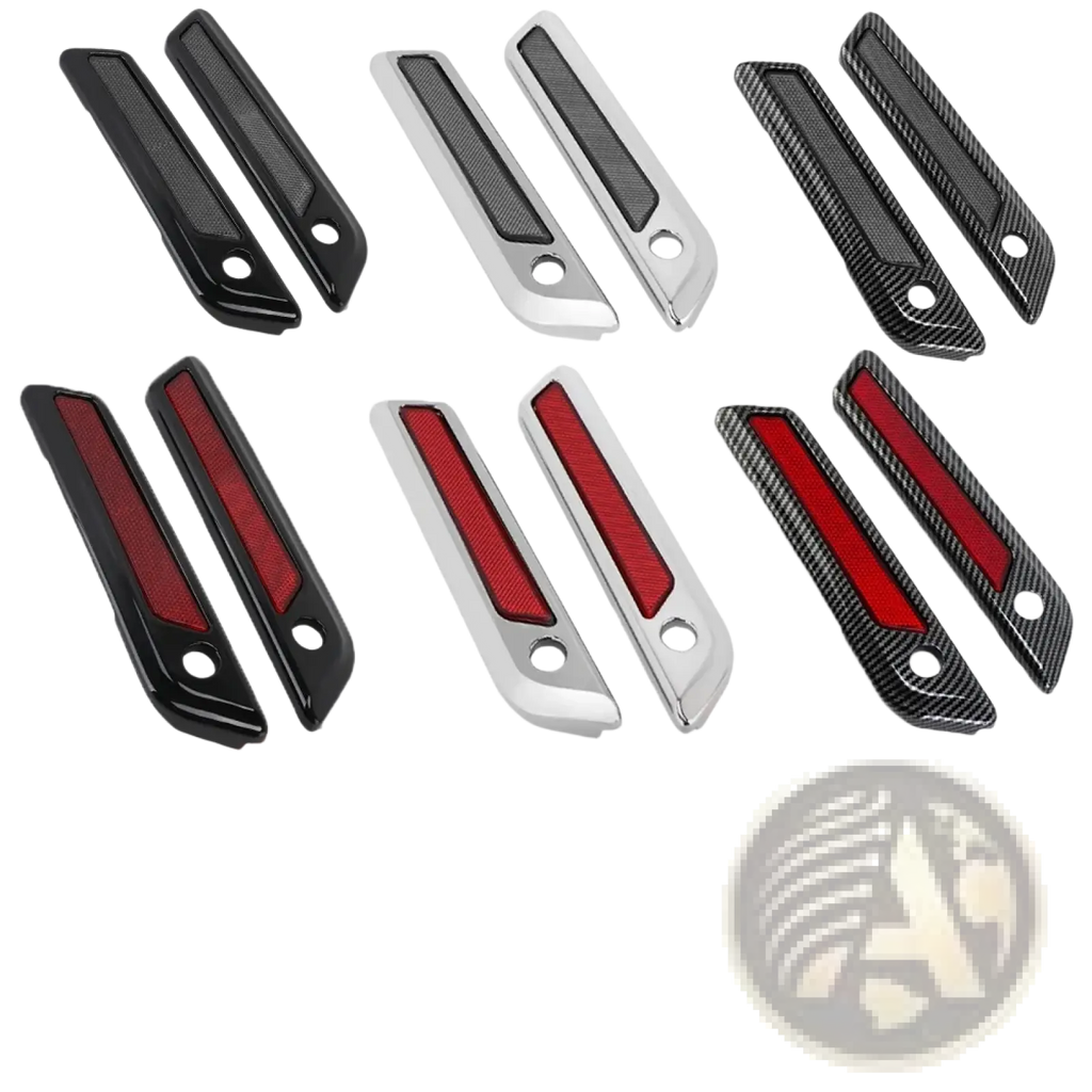 Black silver and red carbon fiber saddlebag latch covers with sleek textured finish for harley touring 2014 up
