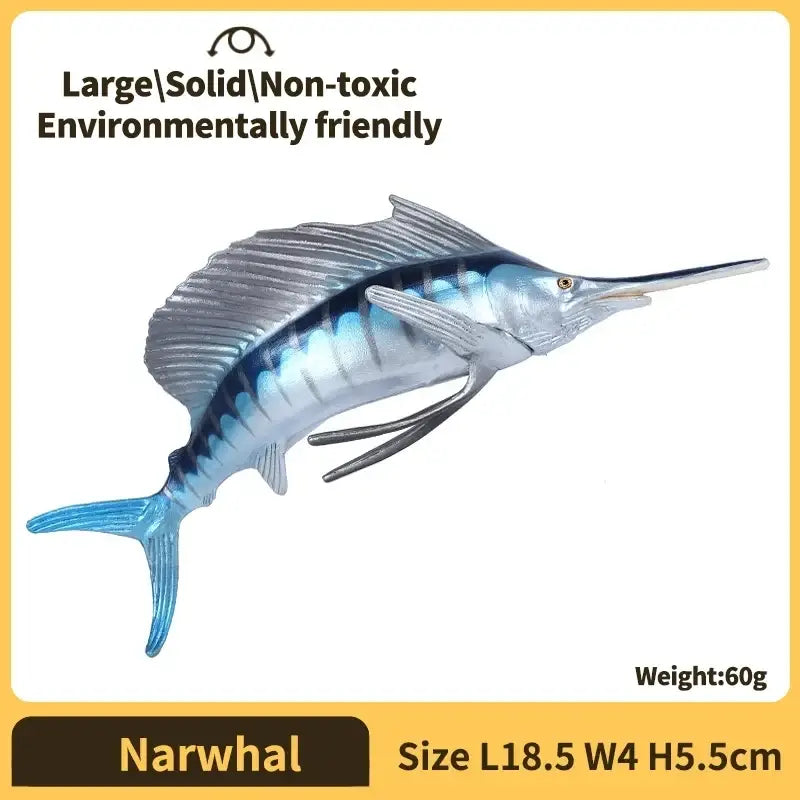 Blue and silver plastic sailfish figurine made of pvc showcasing finished goods animal toy design