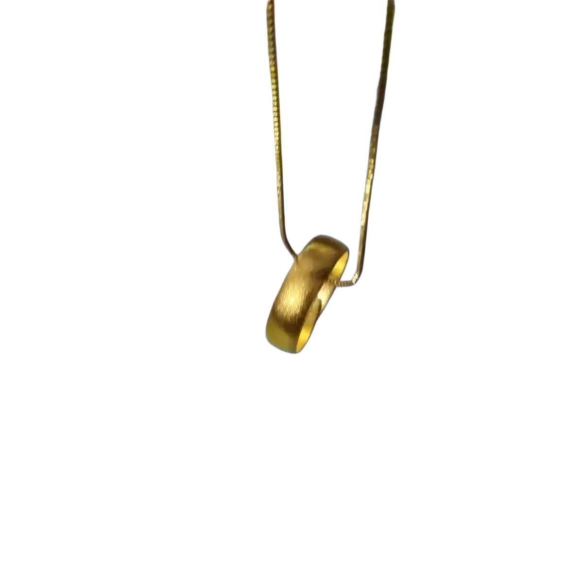 Sand gold adjustable ring pendant with fade resistant gold finish and smooth texture on a delicate chain