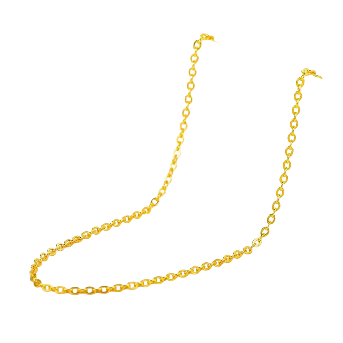 Golden oval-link chain necklace paired with sand gold adjustable fade resistant gold adjustable ring by gml jewelry