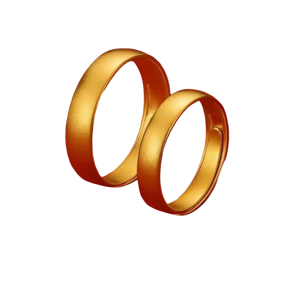 Two elegant sand gold adjustable fade resistant rings with brushed matte finish and tapered design unisex band