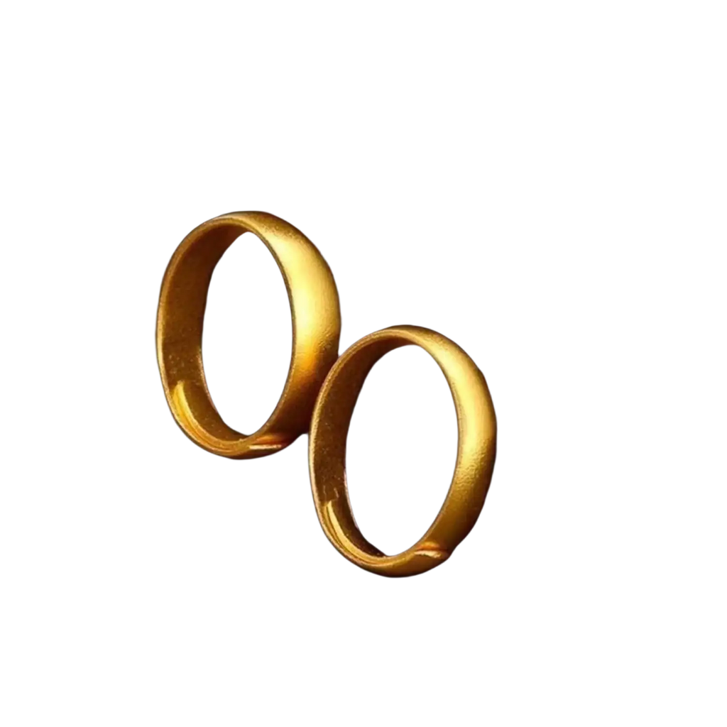 Two elegant sand gold adjustable gold rings feature a fade resistant solid gold wide band with a polished finish