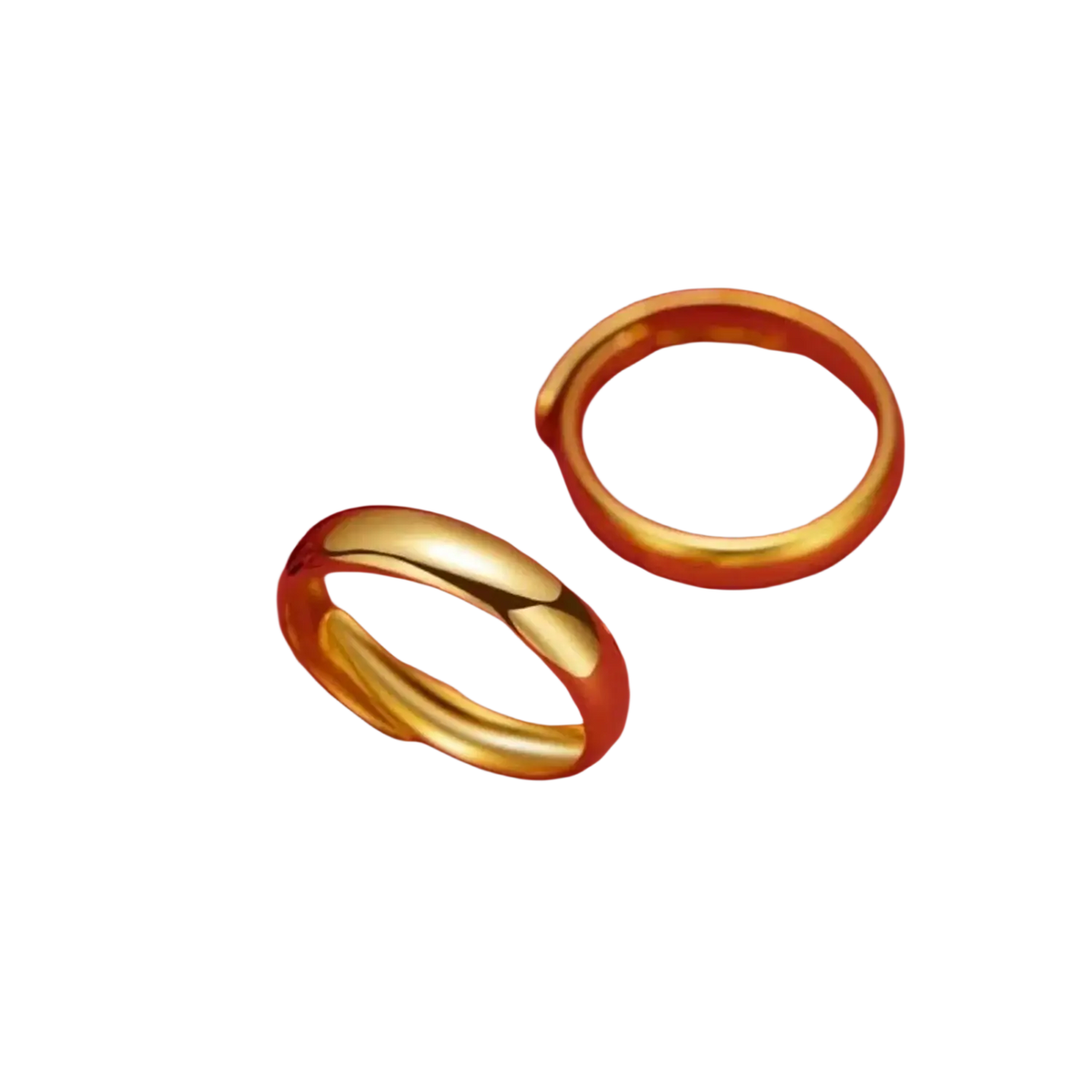 Two sleek polished sand gold adjustable rings with fade resistant matte wide band unisex design