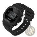 Black sanda digital sport watch with waterproof led display and black silicone rubber strap for active use