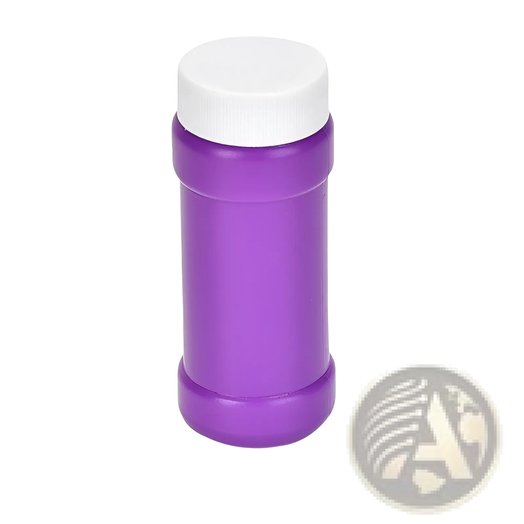Purple plastic bubble liquid bottle with white screw-on cap for santa claus bubble machine with music and lights toy