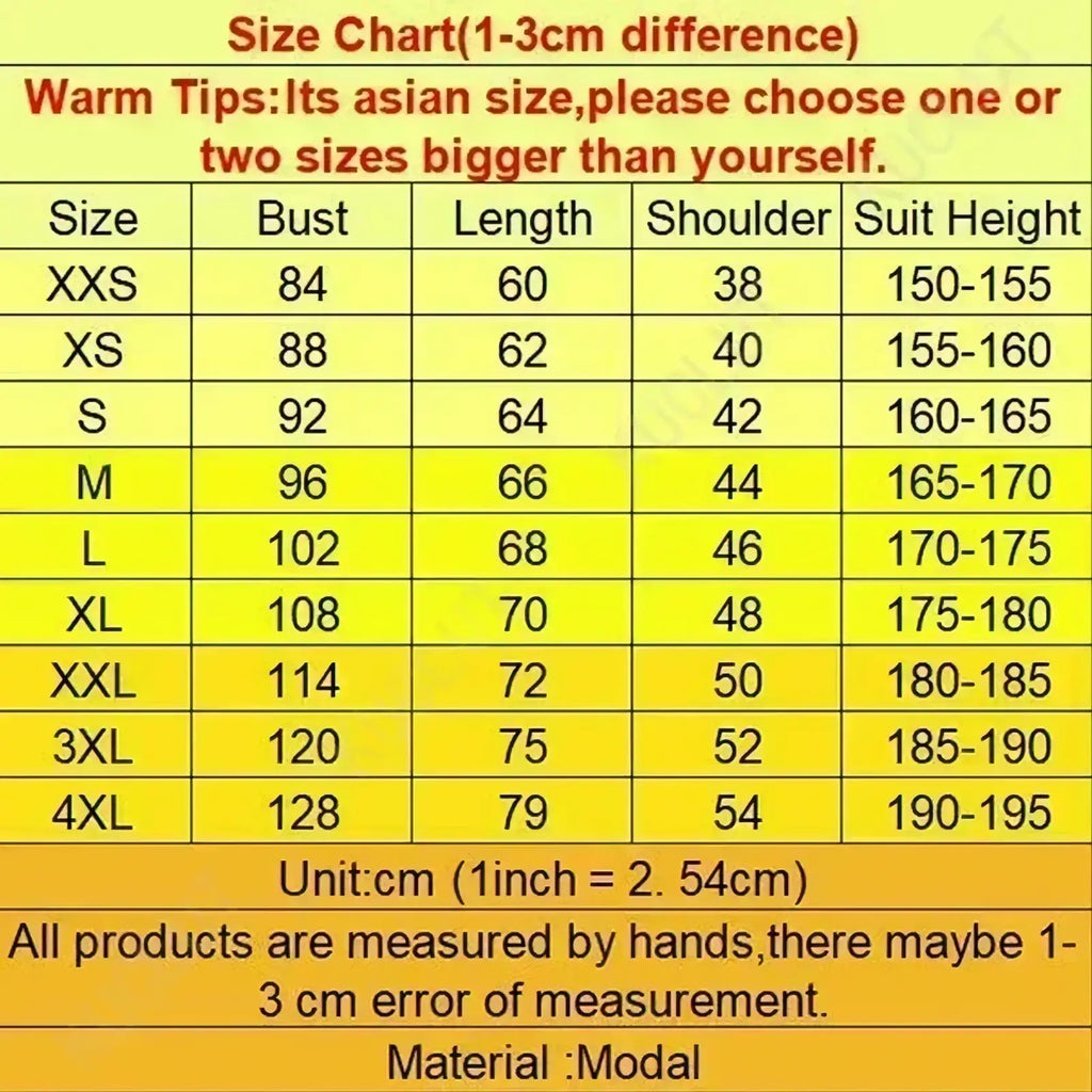 Yellow size chart for Sarcasm Services funny quote graphic t shirt in modal fabric listing measurements from XXS to 4XL
