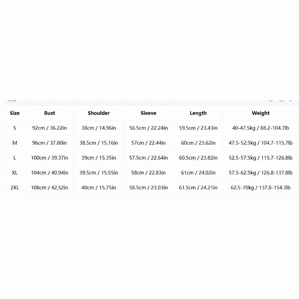 Size chart for satin bow tie blouse women formal work shirt with measurements in centimeters and inches from S to 2XL