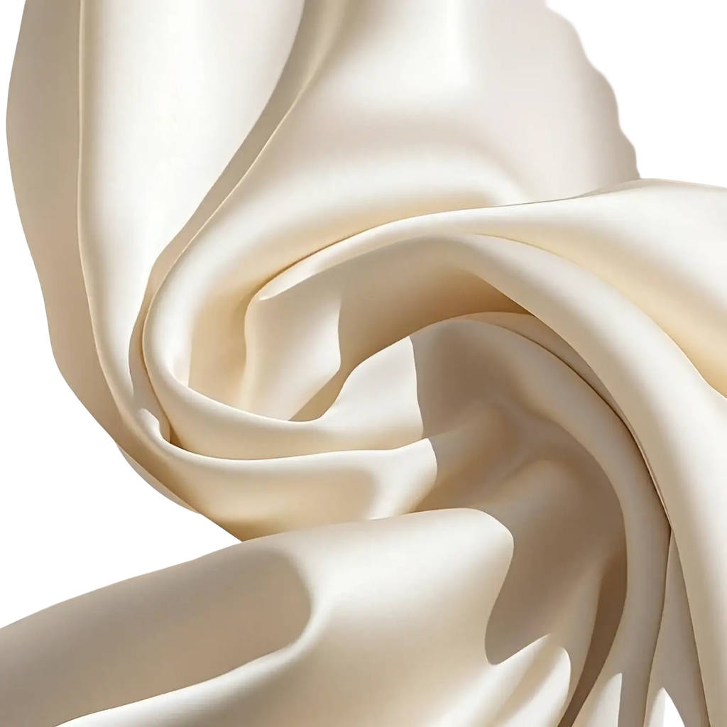 Cream-colored silk satin wide leg jumpsuit with belt featuring smooth glossy fabric and elegant folds