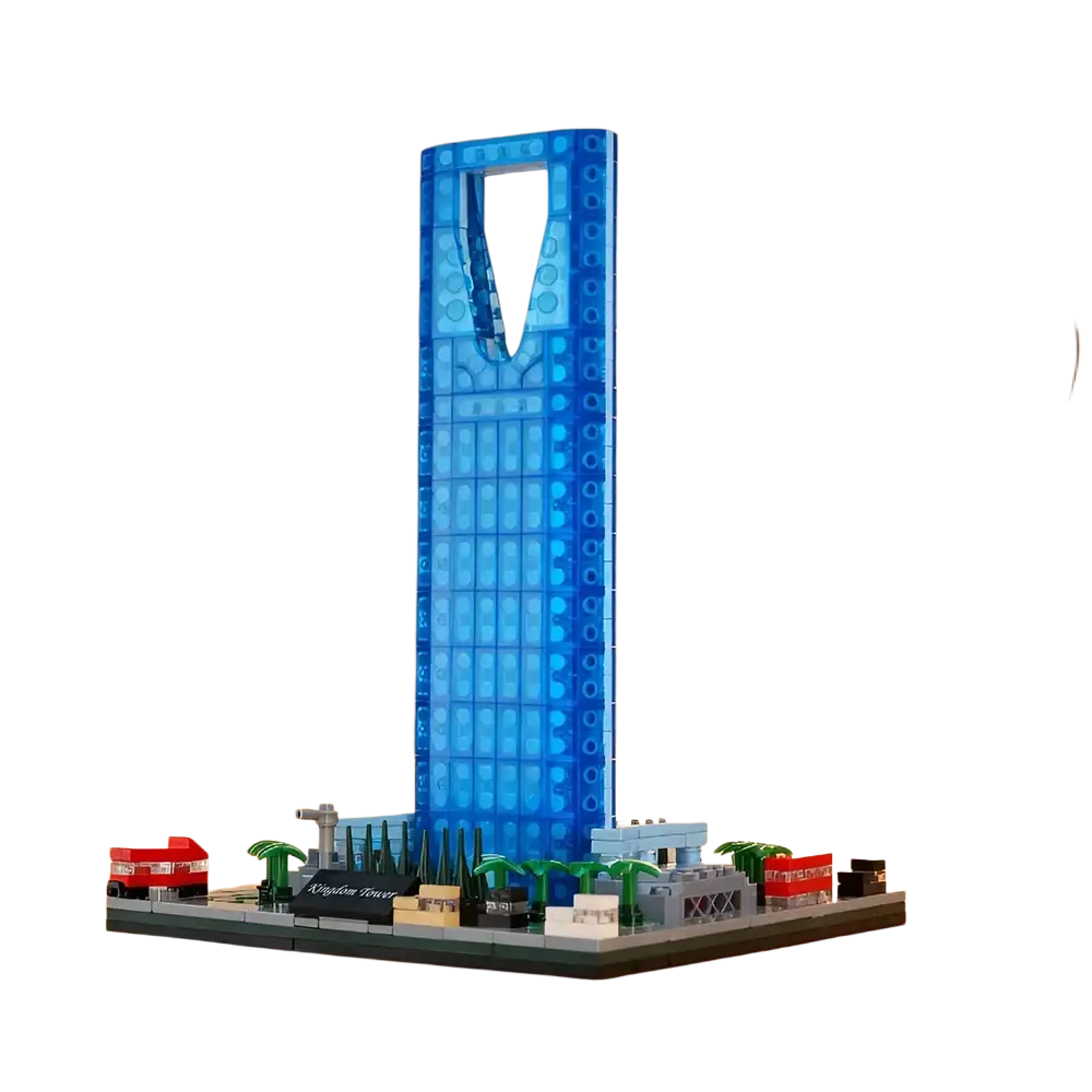 Blue translucent saudi kingdom building blocks model of the kingdom tower for puzzle building blocks set