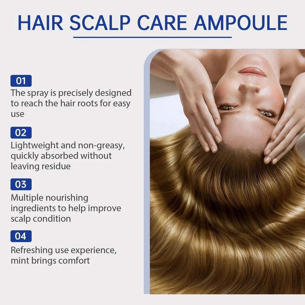 A sleek transparent scalp cooling hair ampoule nourishing spray bottle with a silver nozzle and cap 60ml