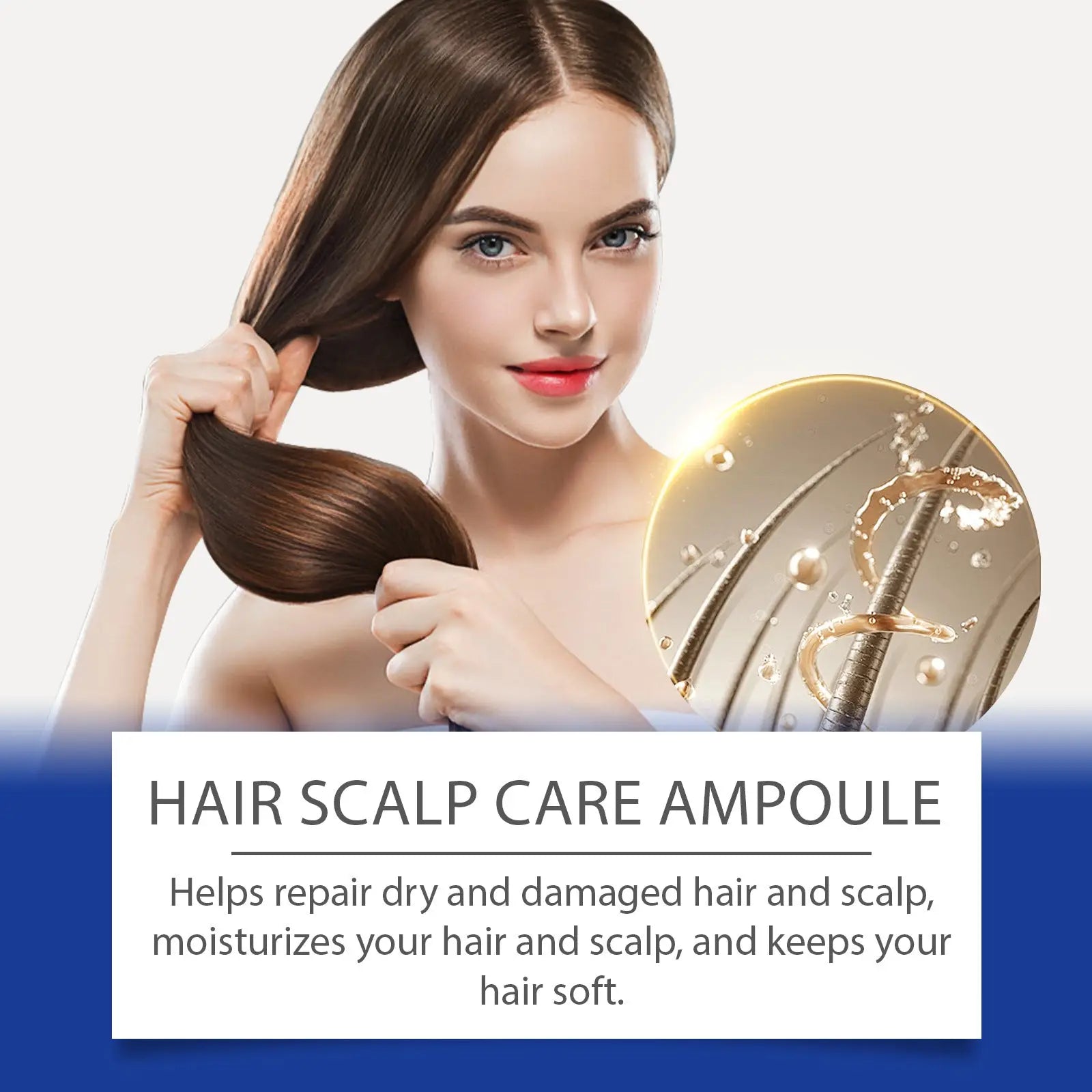 A sleek golden ampoule bottle with dropper cap for scalp cooling hair ampoule nourishing spray 60ml treatment