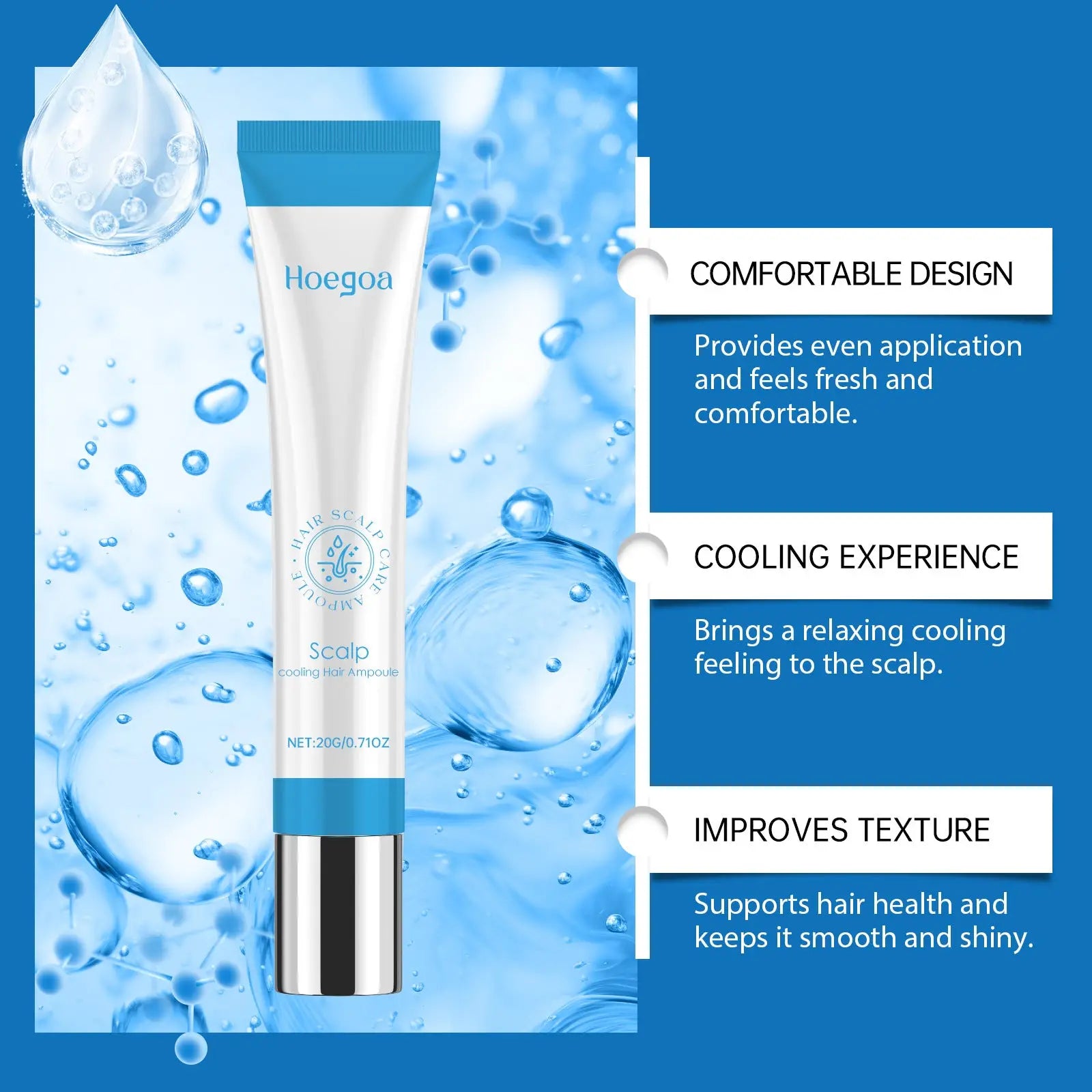 White and blue hoegoa scalp cooling hair ampoule with silver cap for vitamin b5 repairing essence