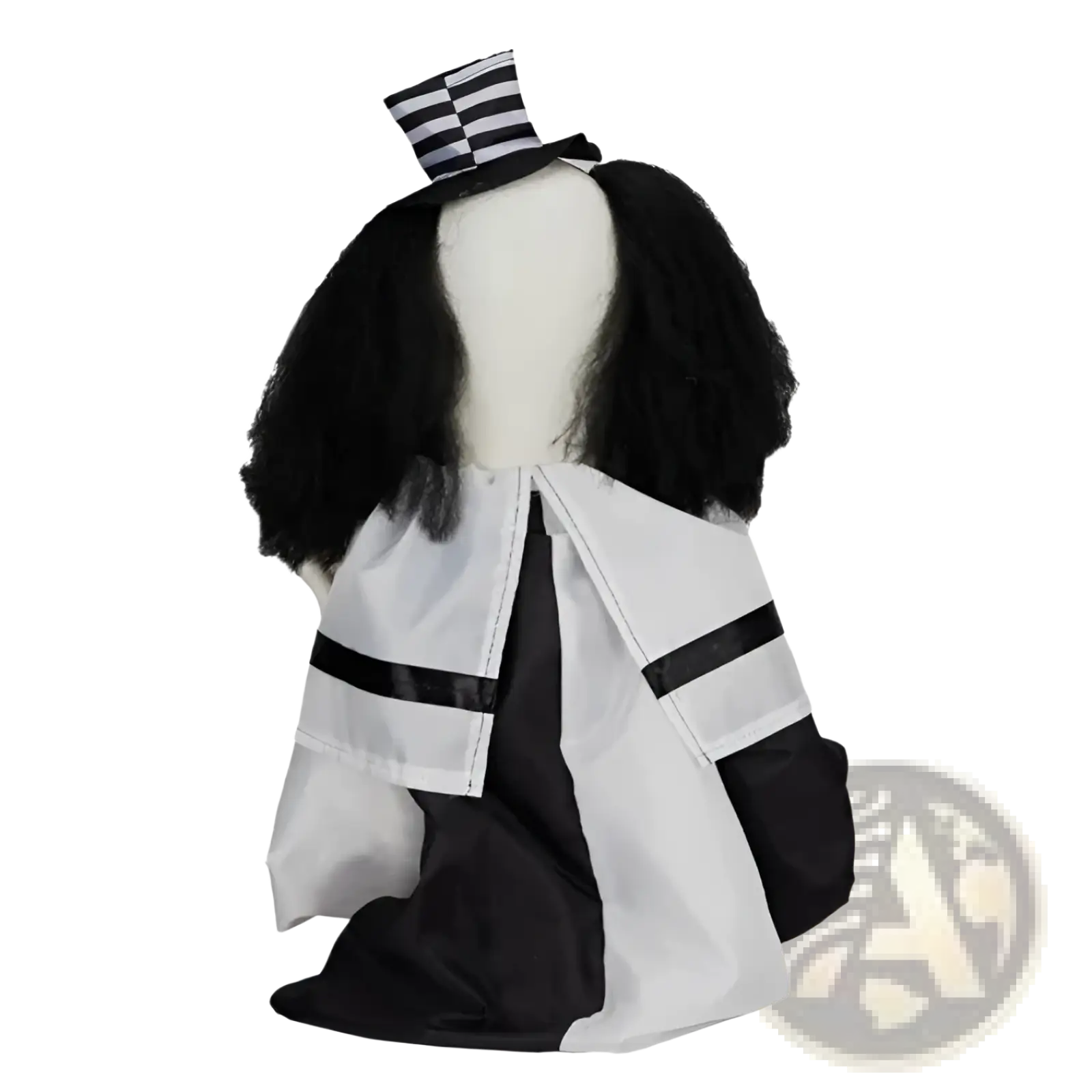 Black and white striped top hat with checkered pattern on scary clown halloween decoration sound activated 1.8ft