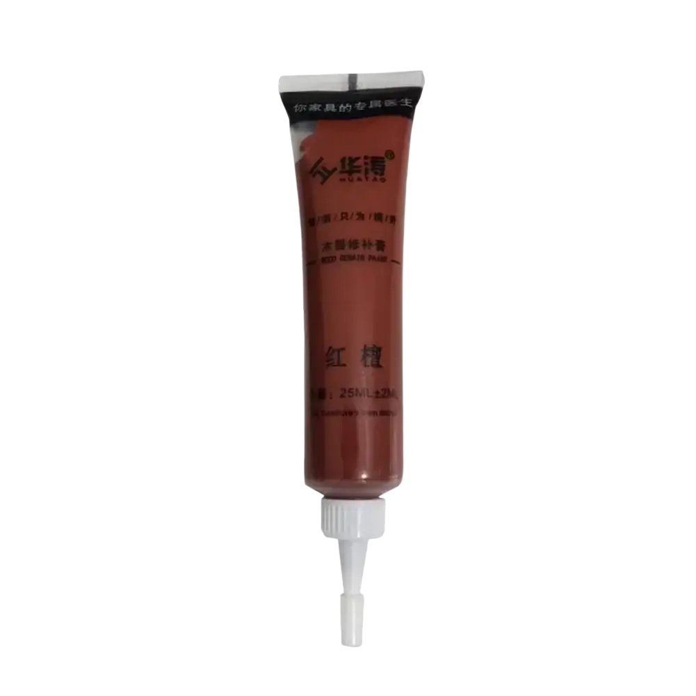 A reddish-brown 25ml huatang repair paste tube with white cap for touch-up paint and complementary paint use