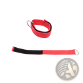 Scuba diving wrist lanyard with red nylon strap black reinforced section and stainless steel d ring 33cm length