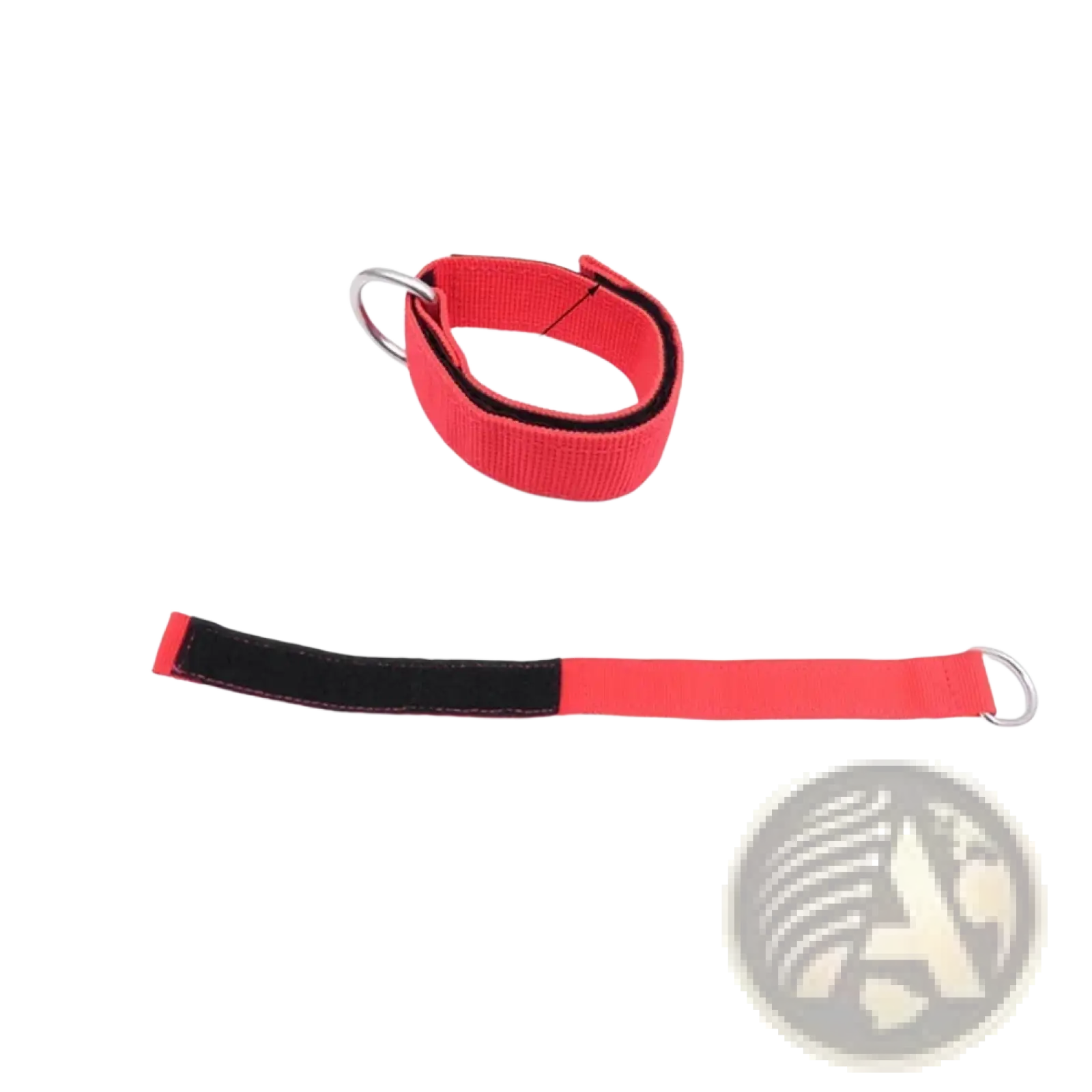Scuba diving wrist lanyard with red nylon strap black reinforced section and stainless steel d ring 33cm length