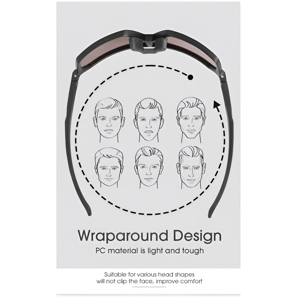 Black wraparound Scvcn aerodynamic gradient lens cycling sunglasses with sleek lightweight pc frame and tinted lenses