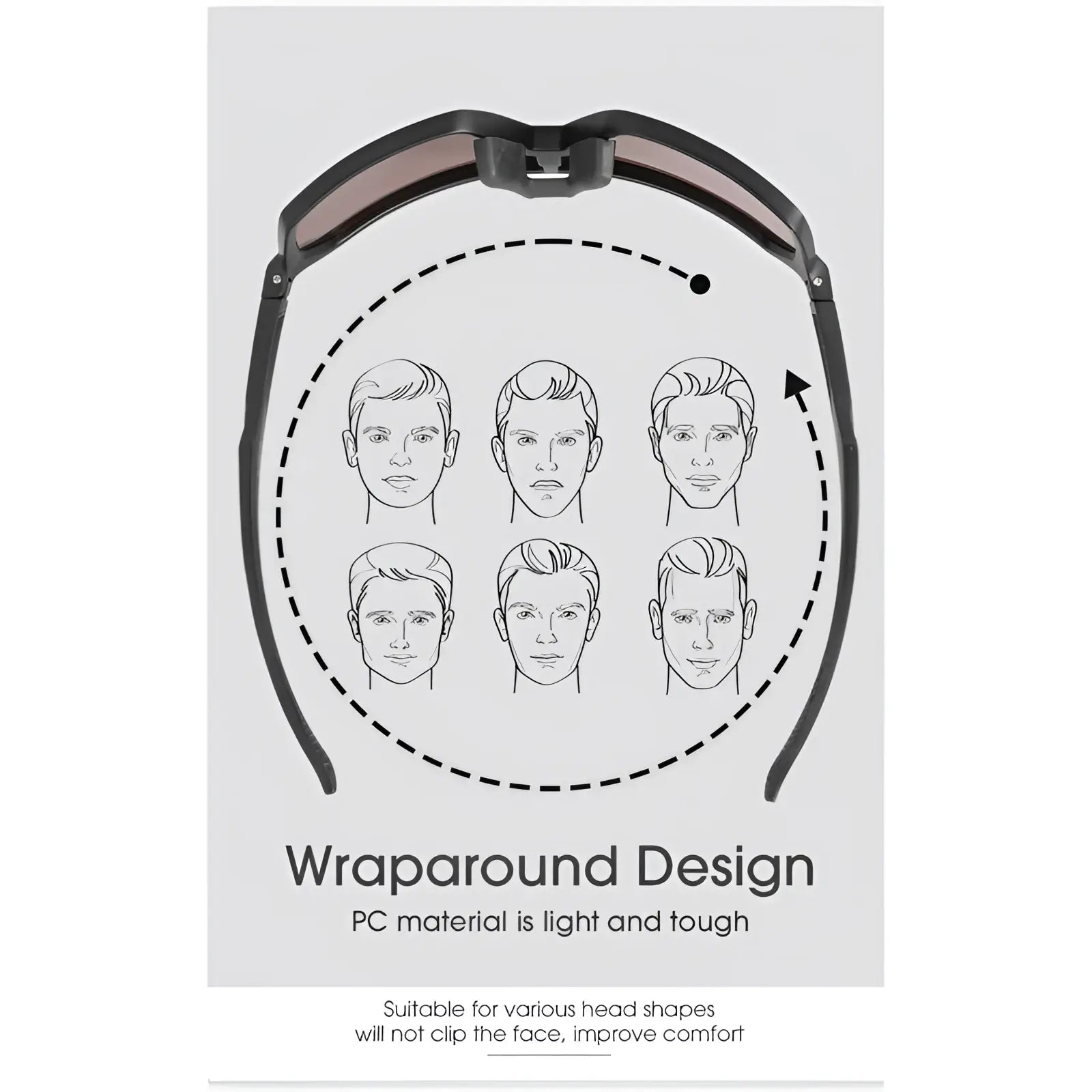 Black wraparound Scvcn aerodynamic gradient lens cycling sunglasses with sleek lightweight pc frame and tinted lenses