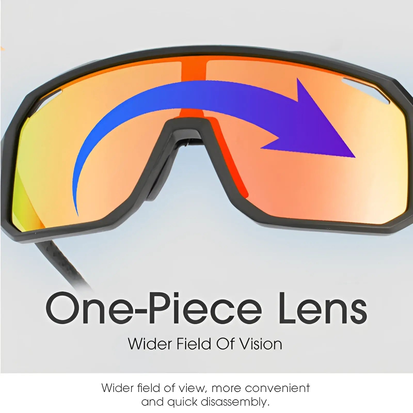 Scvcn aerodynamic gradient lens cycling sunglasses with black frame and orange yellow gradient mirror lens