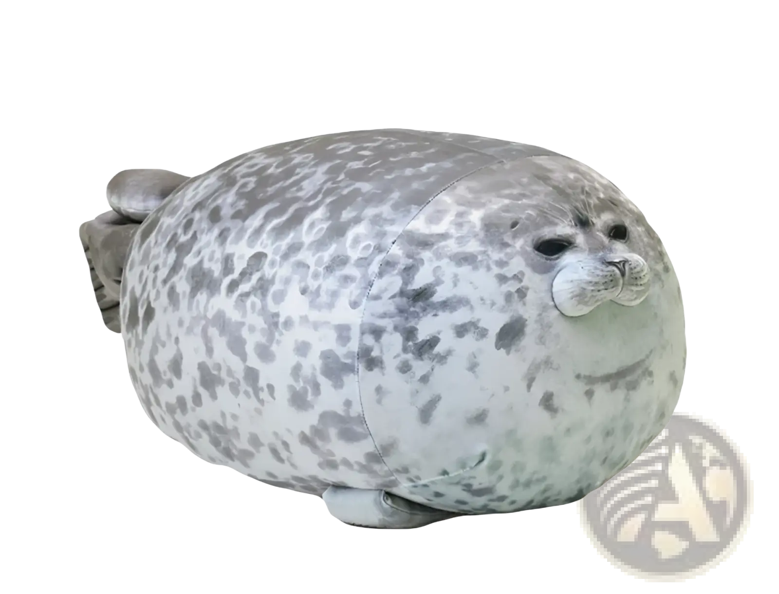 Large seal plush toy with soft speckled gray and white pattern perfect for cuddling and decoration