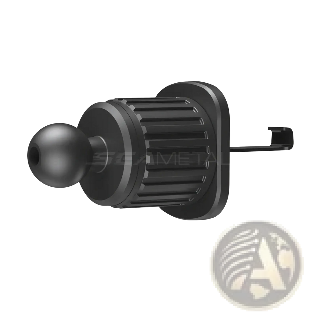 Black 17mm ball head mount with textured grip and mounting clip for seametal car air vent phone holder mount hook