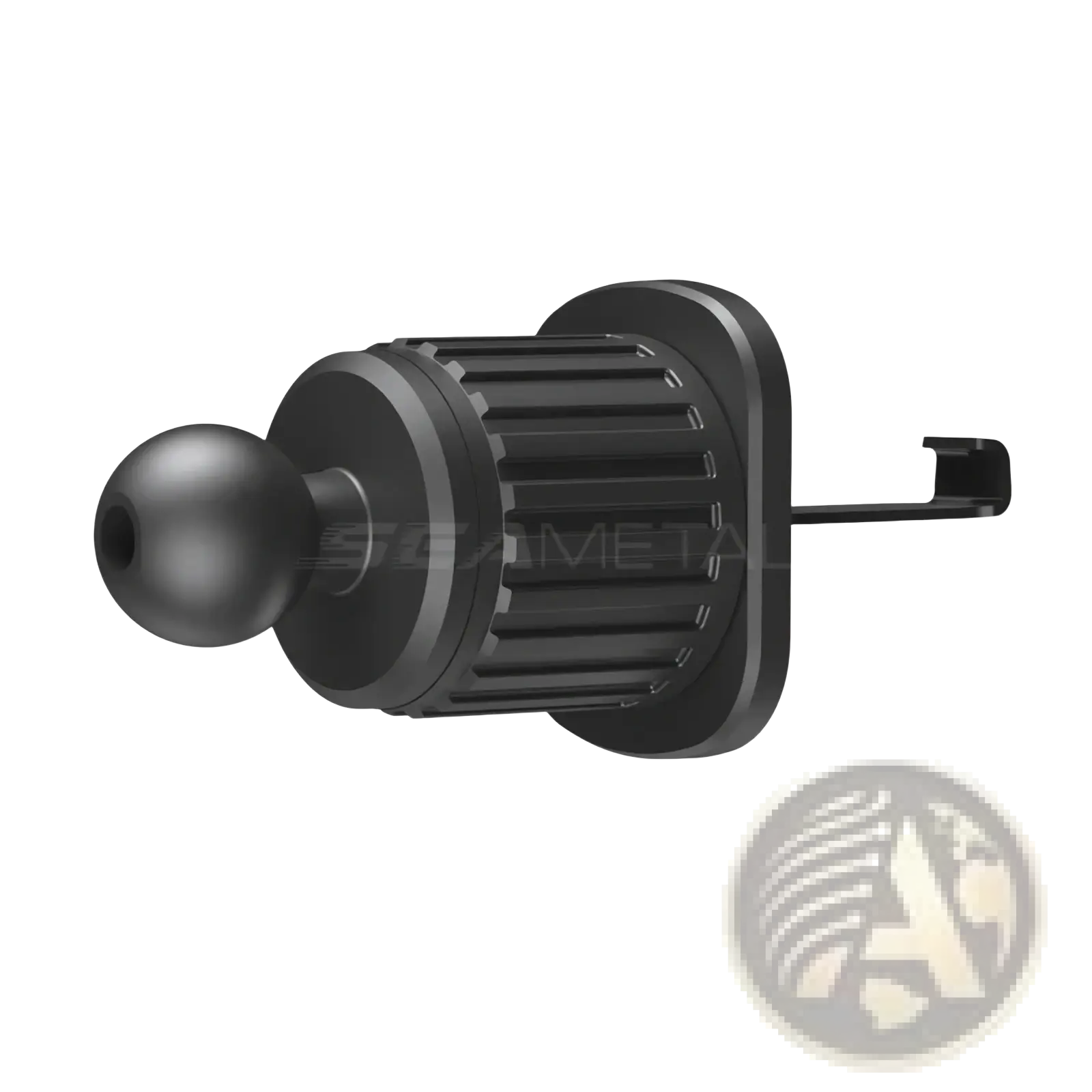 Black 17mm ball head mount with textured grip and mounting clip for seametal car air vent phone holder mount hook