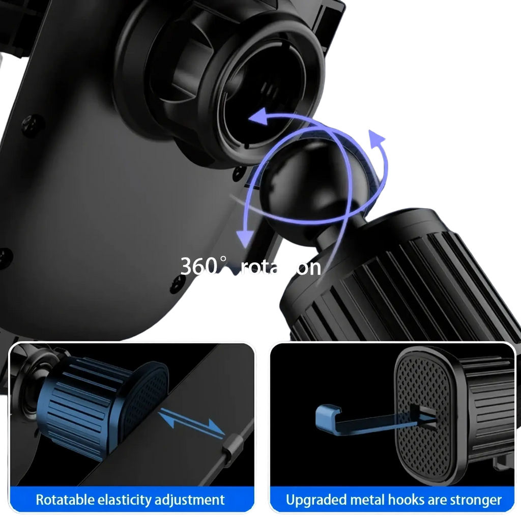 Black Seametal car air vent phone holder mount hook with 360-degree rotation adjustable elasticity and metal hooks