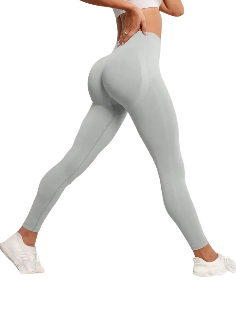 Light gray seamless high waist butt lifting leggings made of stretchy fabric for a form-fitting fit