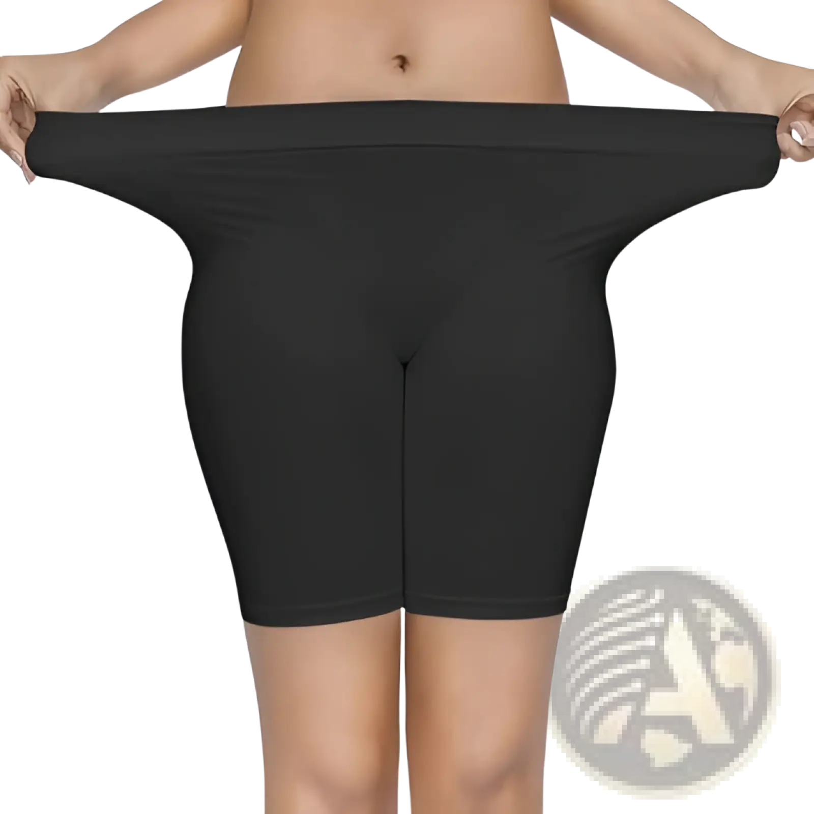 Seamless high waisted tummy control capri pants in black stretchy fabric designed as bike shorts