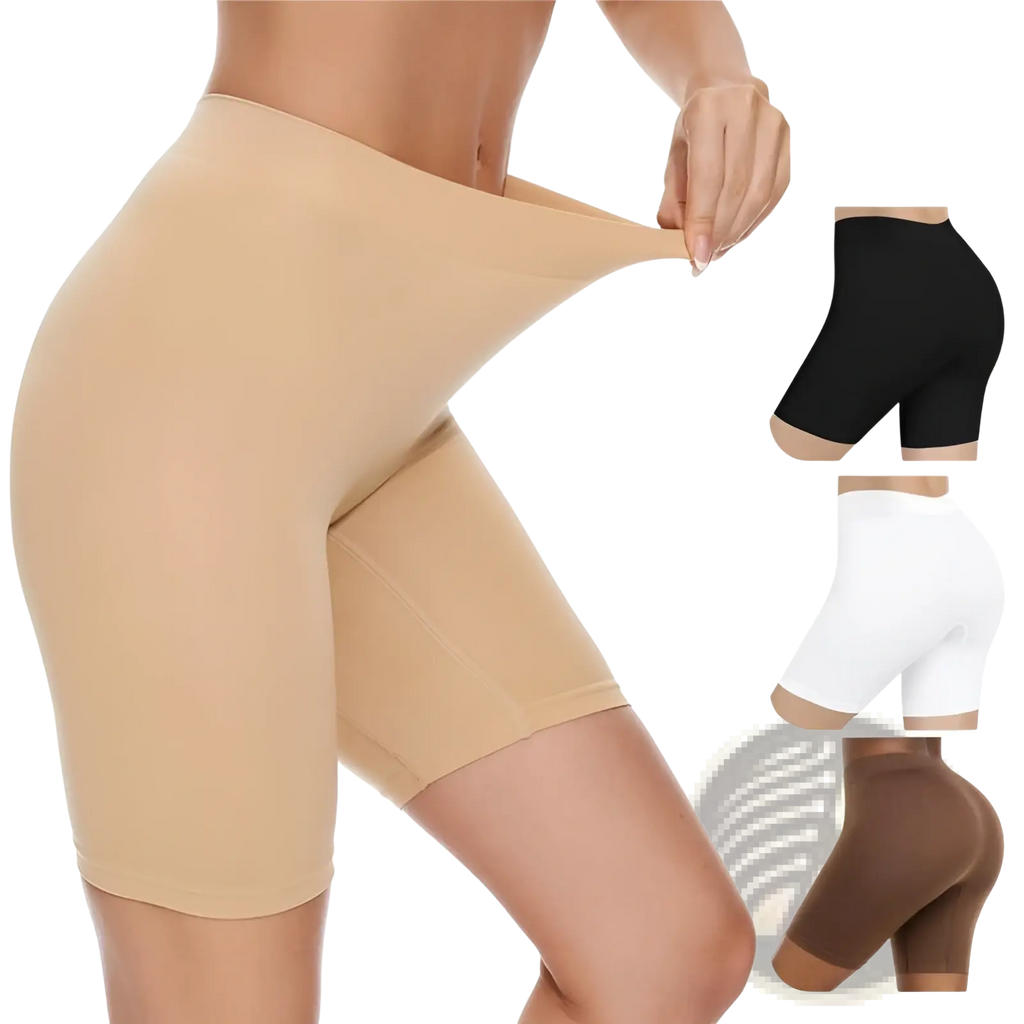 Beige seamless high waisted tummy control capri pants made of smooth stretchy fabric available in multiple colors