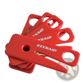 Red plastic elysaid seat belt cutter and emergency car window breaker with rectangular handle and pointed tip five pieces