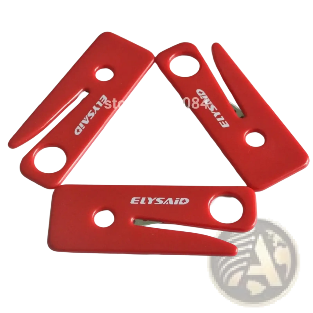 Red plastic elysaid seat belt cutter 5pcs emergency car window breaker tools with sleek triangular design and white branding