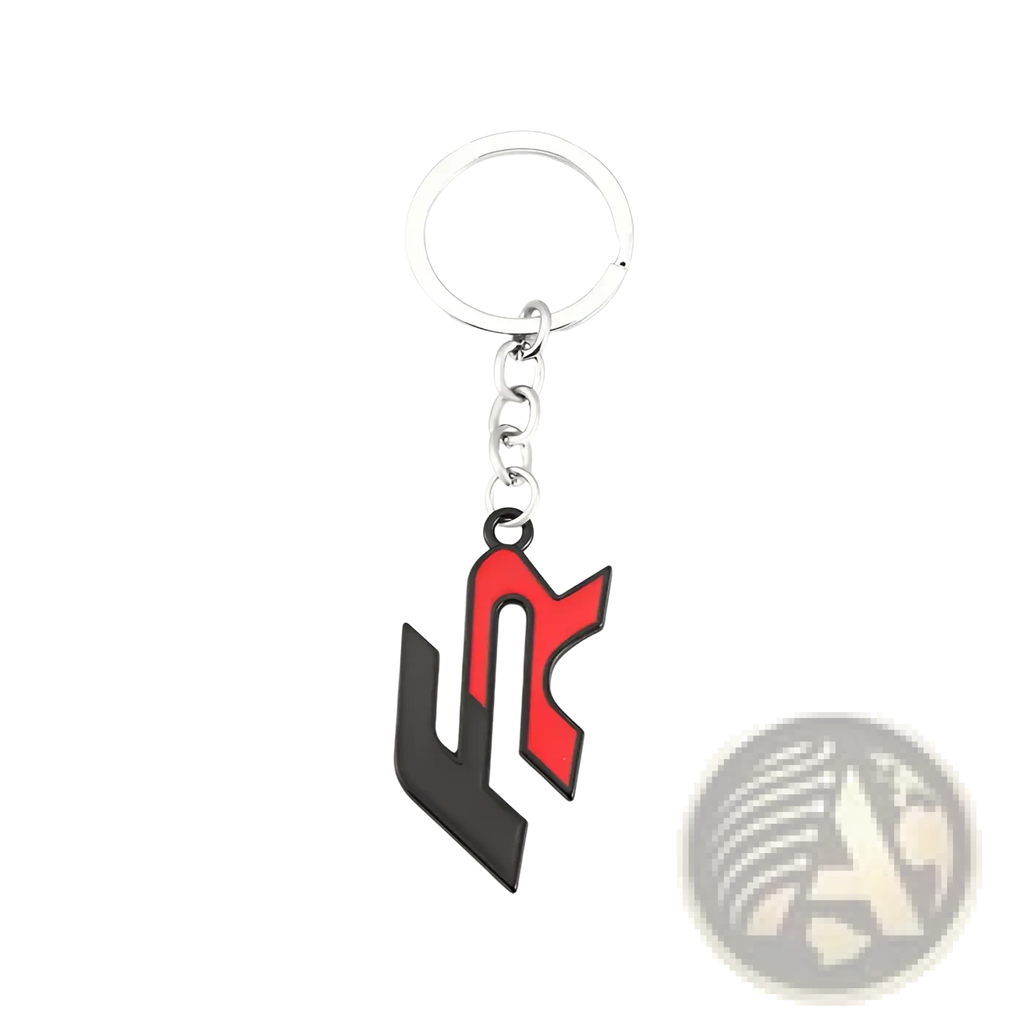 Red and black enamel Seat Fr metal car keychain with silver metal ring and chain for keyring holder use
