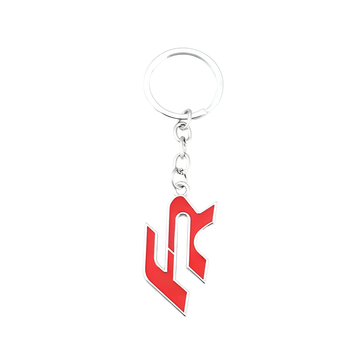 Seat fr metal car keychain and keyring holder with red and silver enamel featuring a stylized lc logo