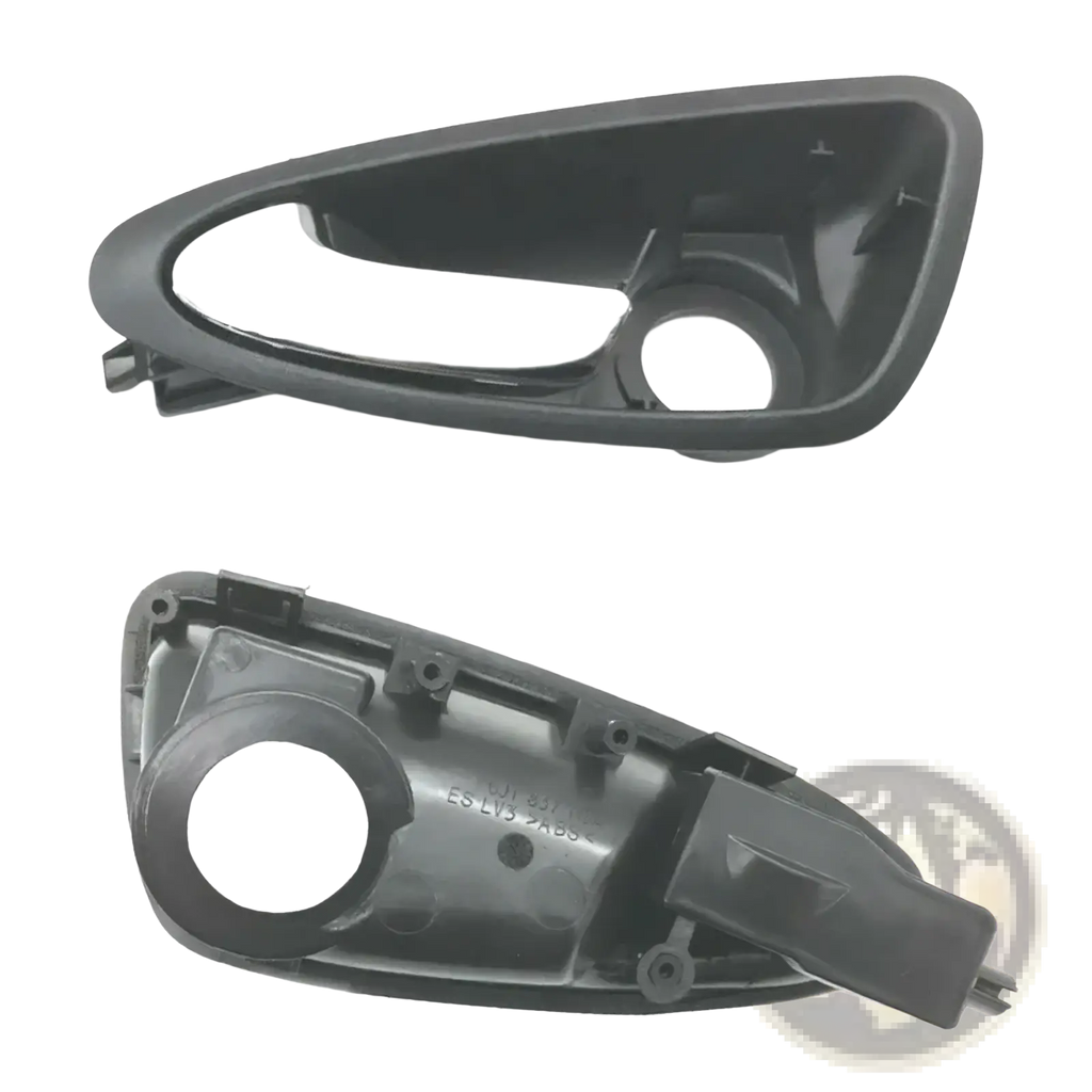 Black plastic interior door handle trim insert for seat ibiza 6j 2010 to 2022 with smooth finish and mounting points