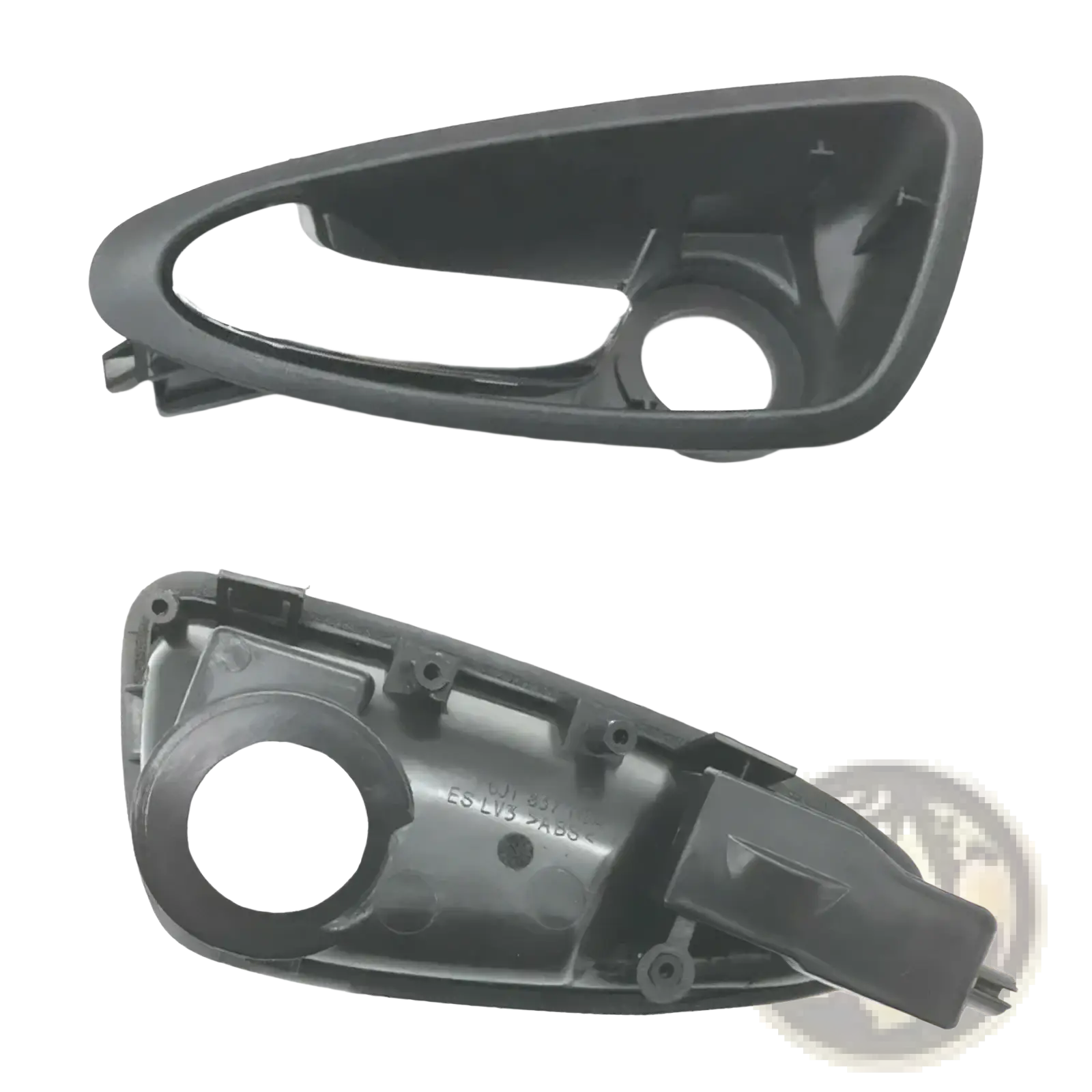 Black plastic interior door handle trim insert for seat ibiza 6j 2010 to 2022 with smooth finish and mounting points