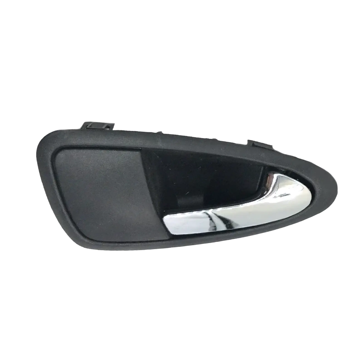 Seat Ibiza 6j interior door handle black plastic with chrome finished pull lever for 2010 to 2022 models back side view
