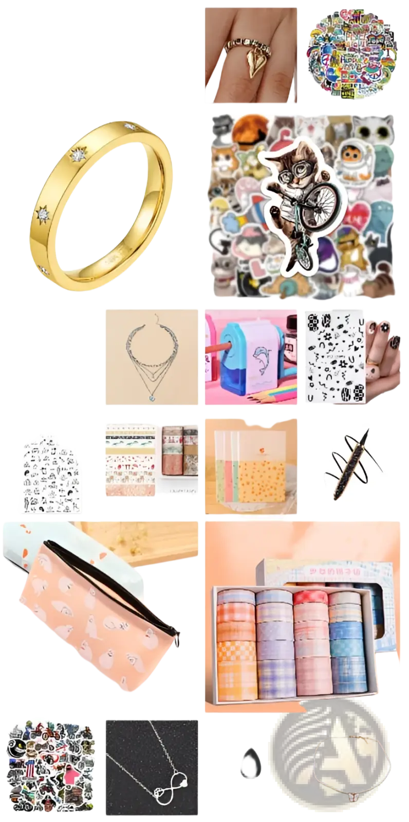 Gold ring with small diamond accents along the band shown with a self-adhesive waterproof eyeliner pen for false lashes
