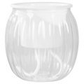 Clear ribbed plastic self-watering planters pots with white lid in transparent pumpkin style for efficient watering