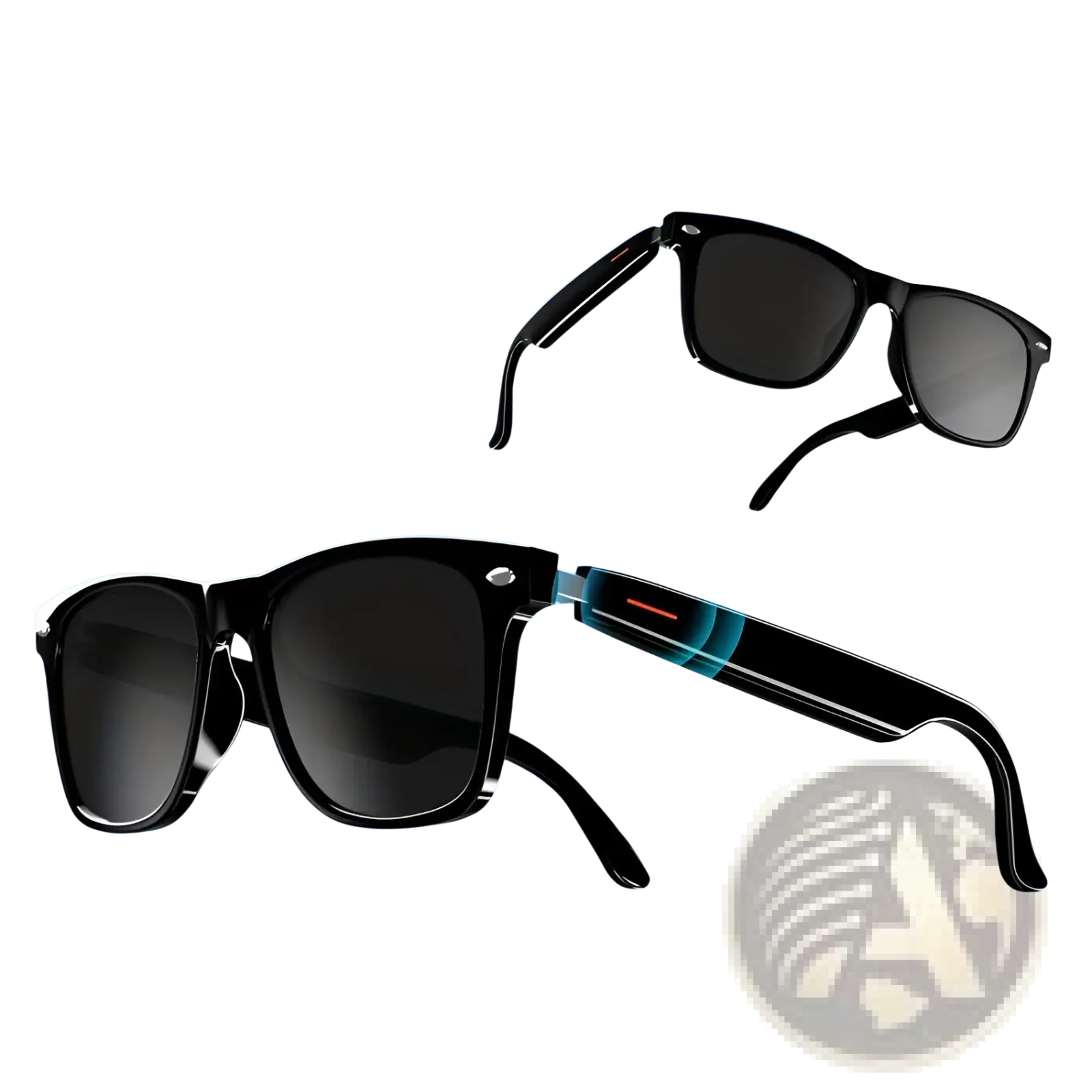 Senbono E13 smart Bluetooth audio sunglasses with black frame dark blue light lens and sleek modern design