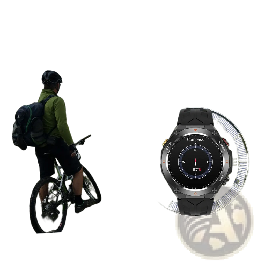 Senbono rugged black and silver gps smartwatch with altimeter and built-in compass for outdoor navigation