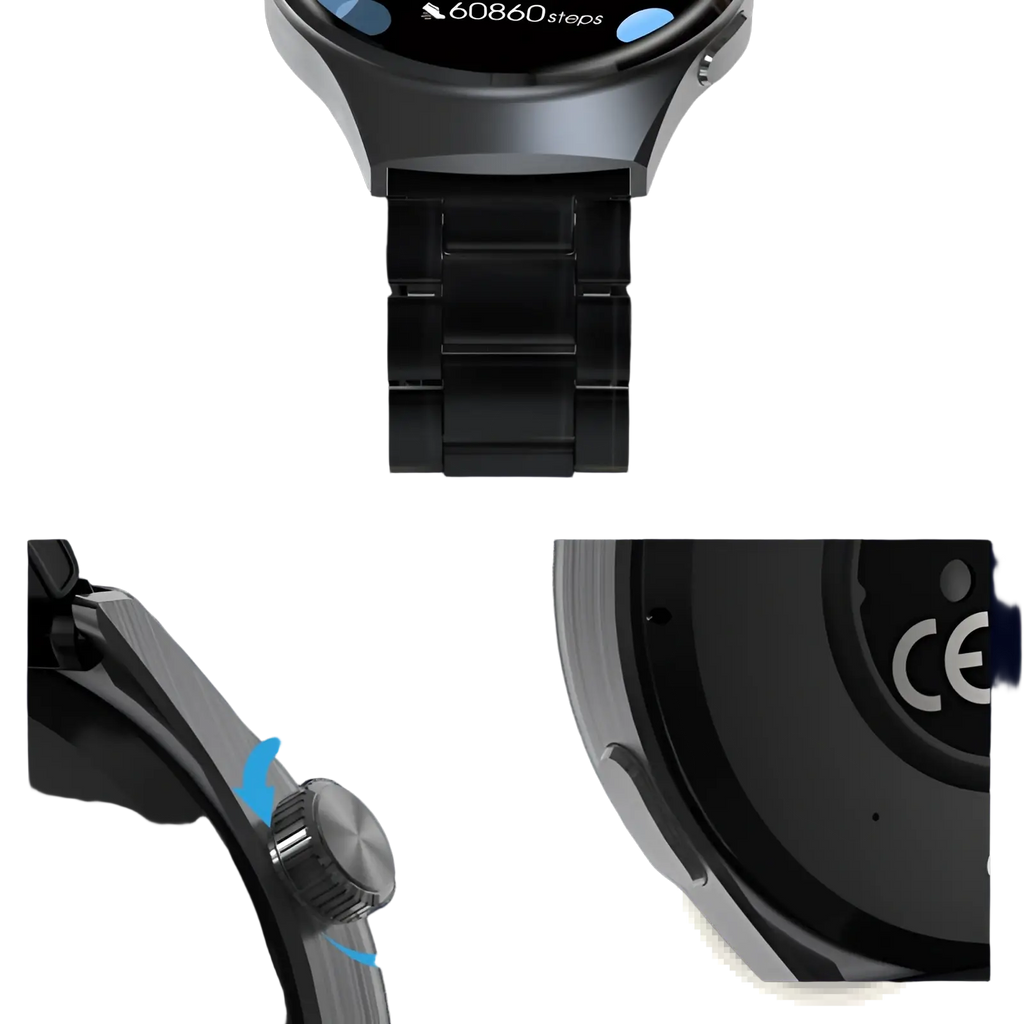 Senbono V19 waterproof business and fitness smartwatch with silver-toned circular face and sleek metallic band displaying step count