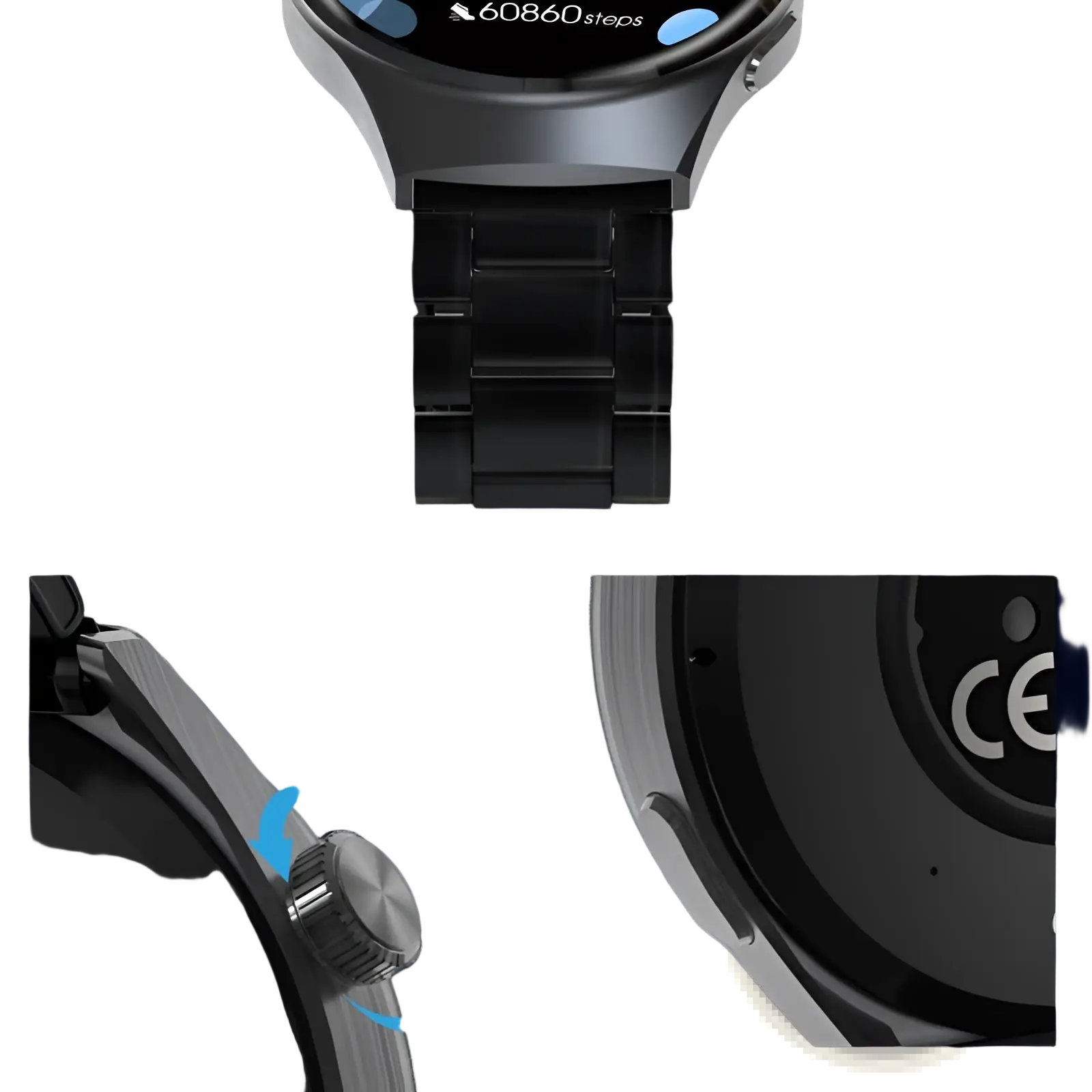 Senbono V19 waterproof business and fitness smartwatch with silver-toned circular face and sleek metallic band displaying step count