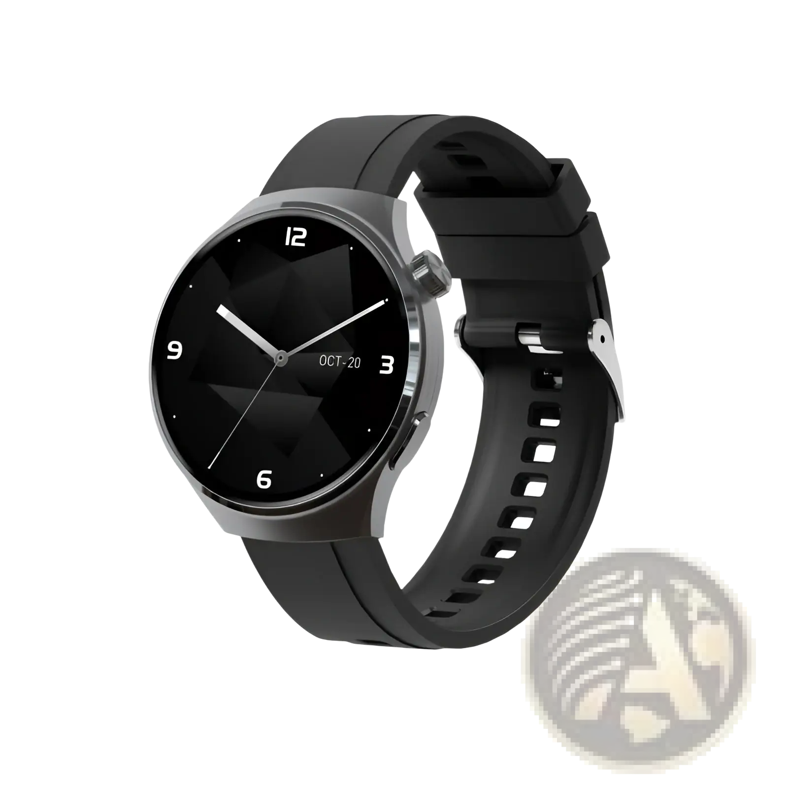 Senbono V19 waterproof business and fitness smartwatch with black metallic bezel and matching black silicone strap
