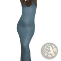 A shimmering light blue sequin knit sleeveless bodycon maxi dress with a halter neck and sparkling texture
