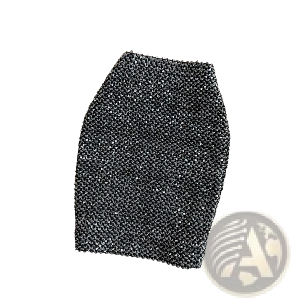 Black sequined high waist mini skirt with a tight form fitting design perfect for glitter party wear