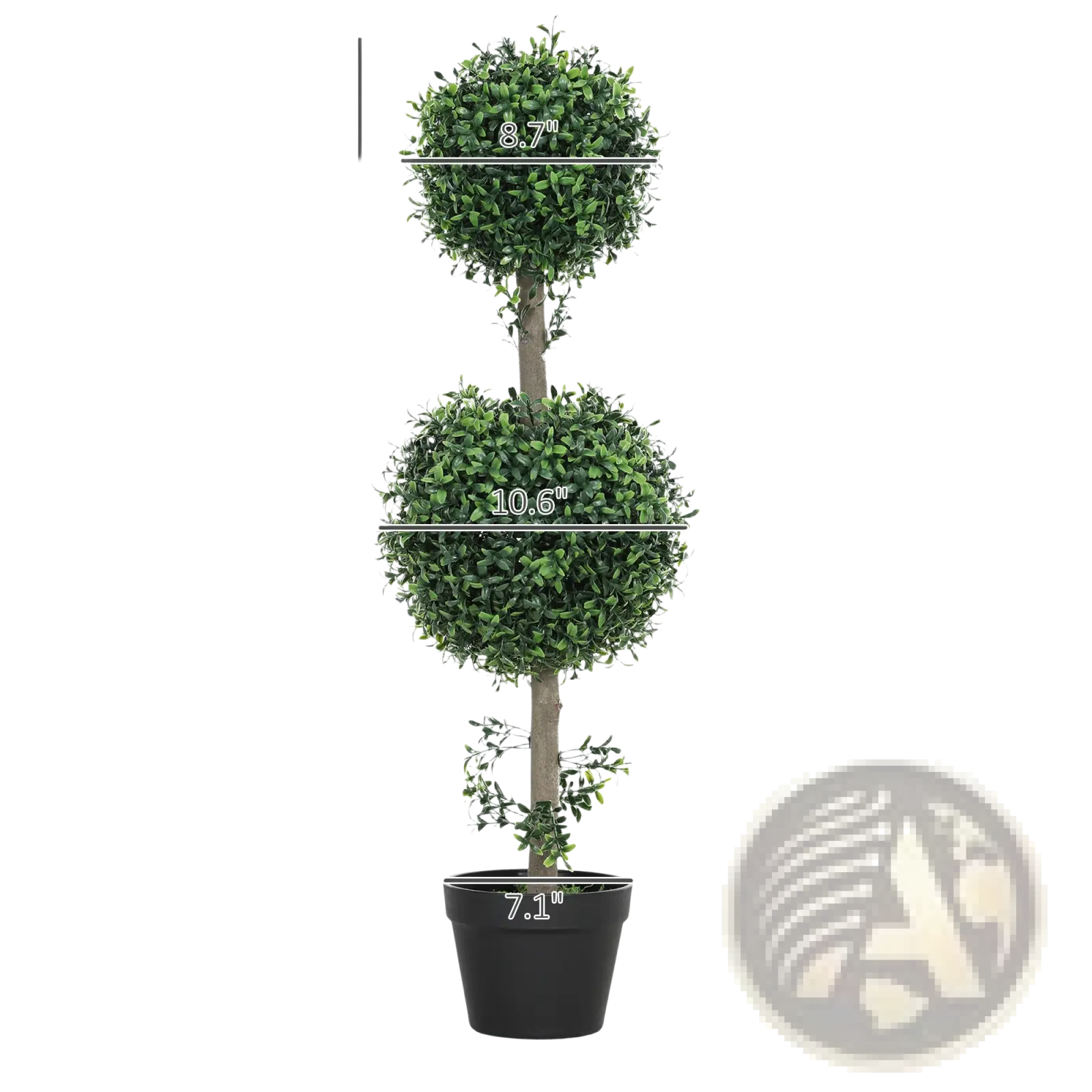 Set of 2 artificial boxwood topiary trees 36 inch with three-tiered lush green foliage in black pots