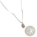 Set of five minimalist silver chain necklaces featuring delicate irregular silver pendants with single lustrous pearls