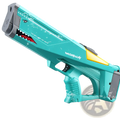 Teal and yellow plastic shark electric water gun with high pressure p90 design for outdoor water play